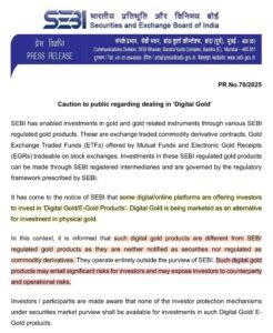 Read more about the article SEBI Cautions regarding dealing in so-called ‘Digital Gold’