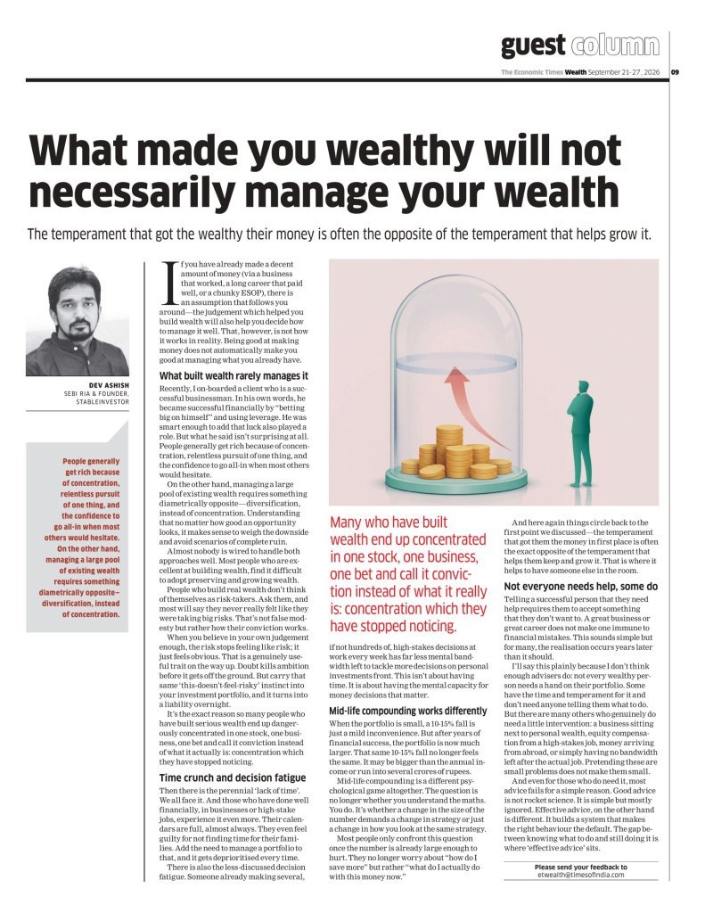 You are currently viewing What Made You Rich Will Not Automatically Manage The Money – Economic Times Wealth (21-Sep-2026)