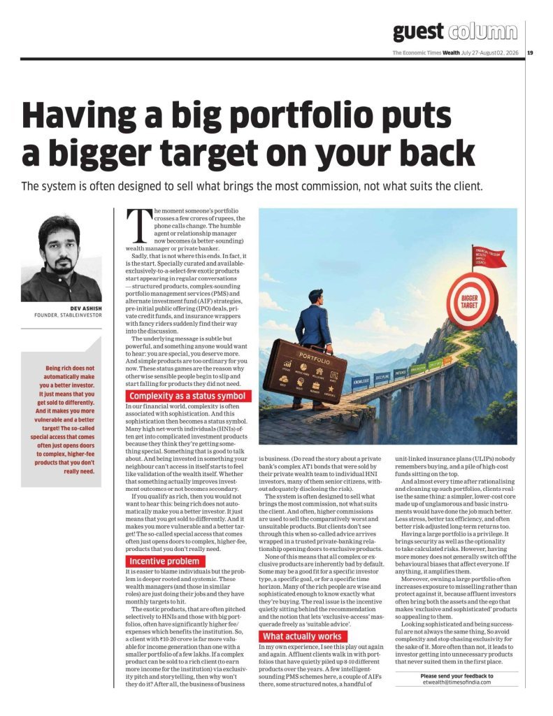 You are currently viewing Having a Big Portfolio Puts a Bigger Target on your Back – Economic Times Wealth (27-Jul-2026)